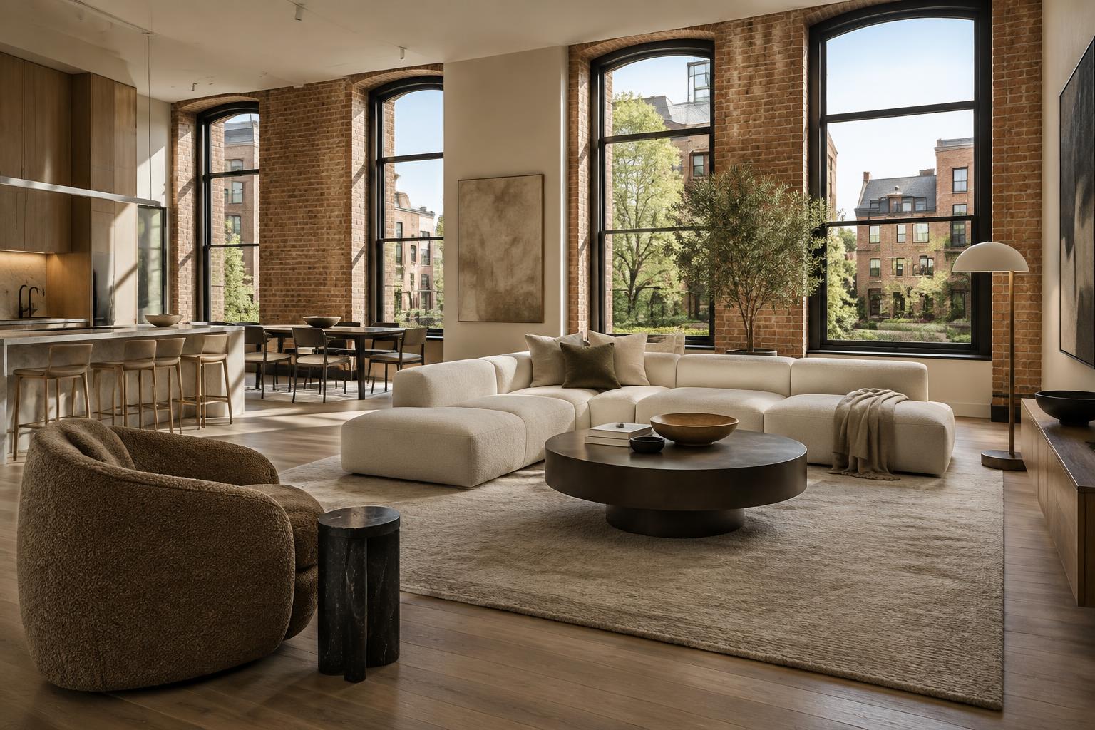 High-ceiling residence filled with afternoon light