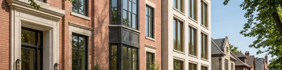 The restored brick of Avery House on John R